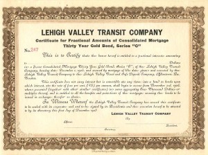 Lehigh Valley Transit Co. - Stock Certificate